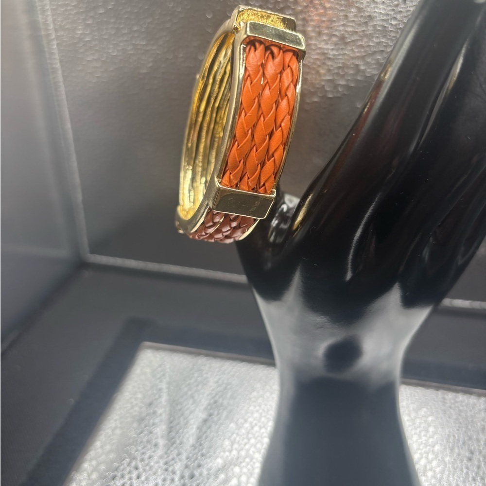Braided Orange and Gold Bracelet - Picture 4 of 4